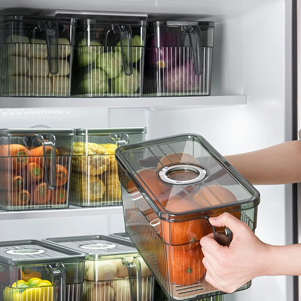 Refrigerator Organizer Kitchen Fridge Storage Box Fresh Keeping Vegetable Fruit Boxes Basket Storage Containers Time Keepers Box