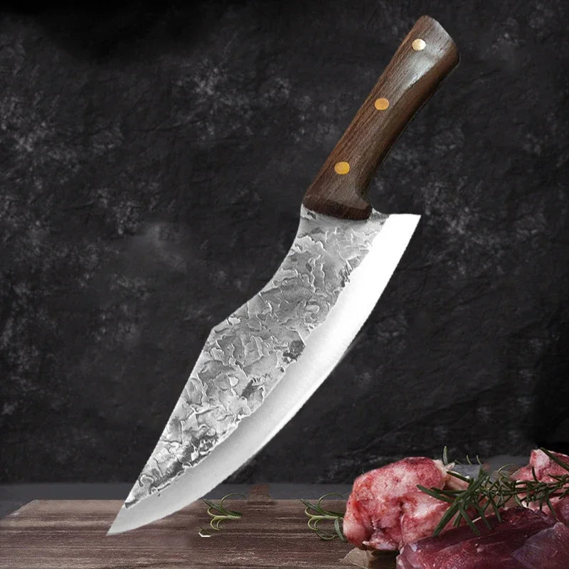 Cuchillo de Carnicero con Funda – Mango de Madera, Ideal para BBQ y Cocina