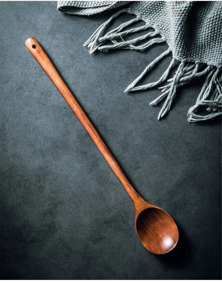 Long Wooden Stirring Spoon, Wooden Spoon With Long Handle, Wooden Spoon For Stirring And Cooking, Wooden Extended Cooking Spoon