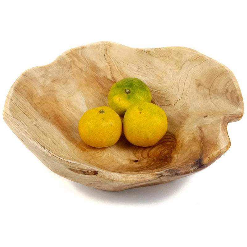 Wooden Fruit Salad Serving Bowl Hand-Carved Root Bowls Creative Living Room Real Wood Candy Bowl