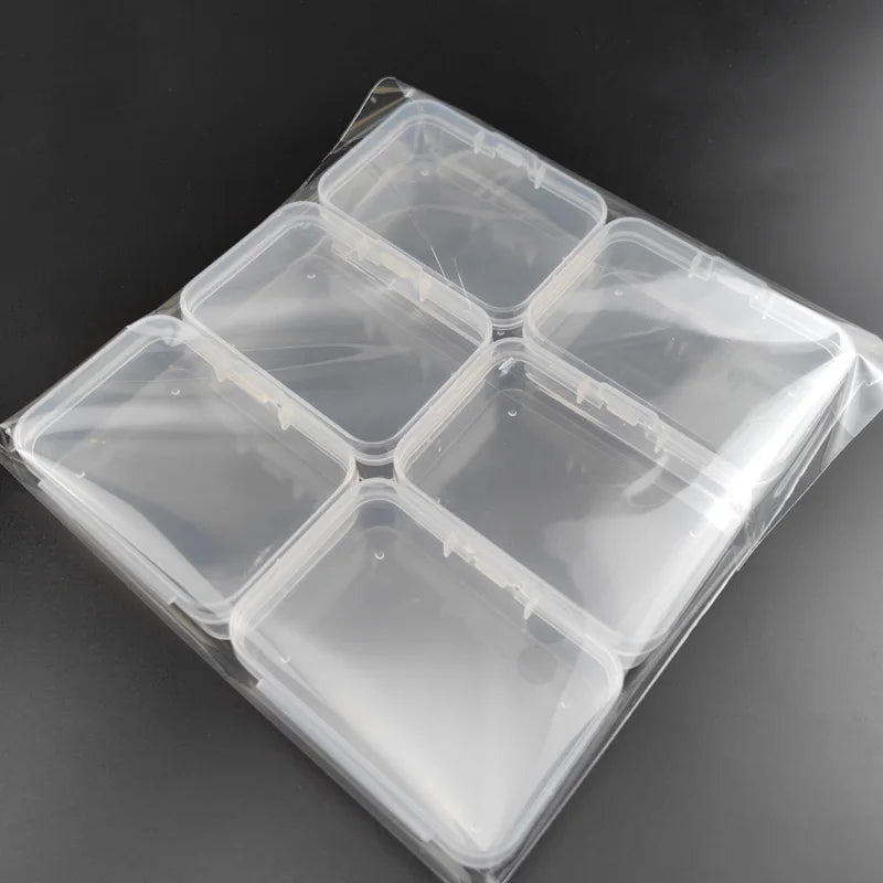 4/6pcs Plastic Transparent  Storage Container Box For Collecting Small Items, Beads, Jewelry, Cards, Stickers And Other Craft