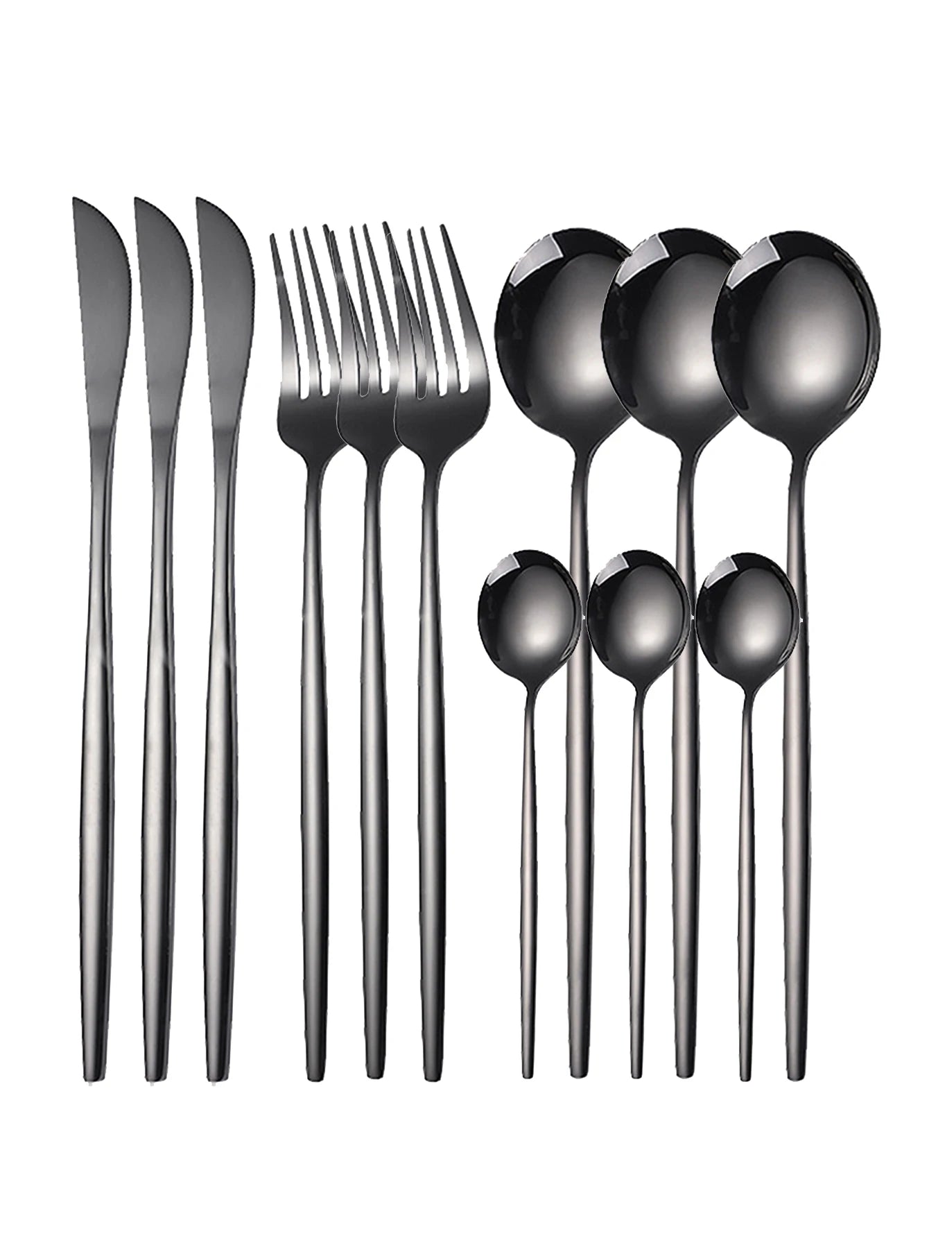 12pc Thin stainless steel cutlery set Portugal steak knife and fork dessert spoon coffee spoon