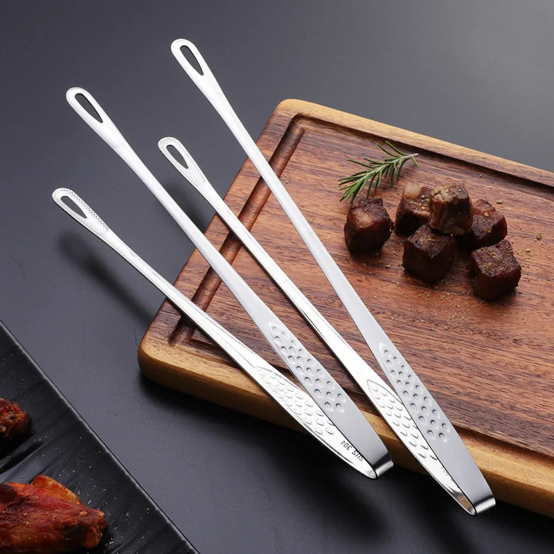 Food Tongs Stainless Steel Barbecue Tongs Meat Salad Steak Food Serving Tongs Tweezers Long BBQ Cooking Tongs Kitchen Utensils