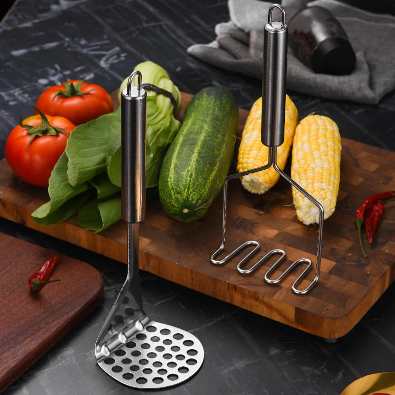 Home Stainless Steel Potato Masher Manual Food Crusher Smooth Garlic Presser Pumpkin Ricer Kitchen Gadgets Household Utensils