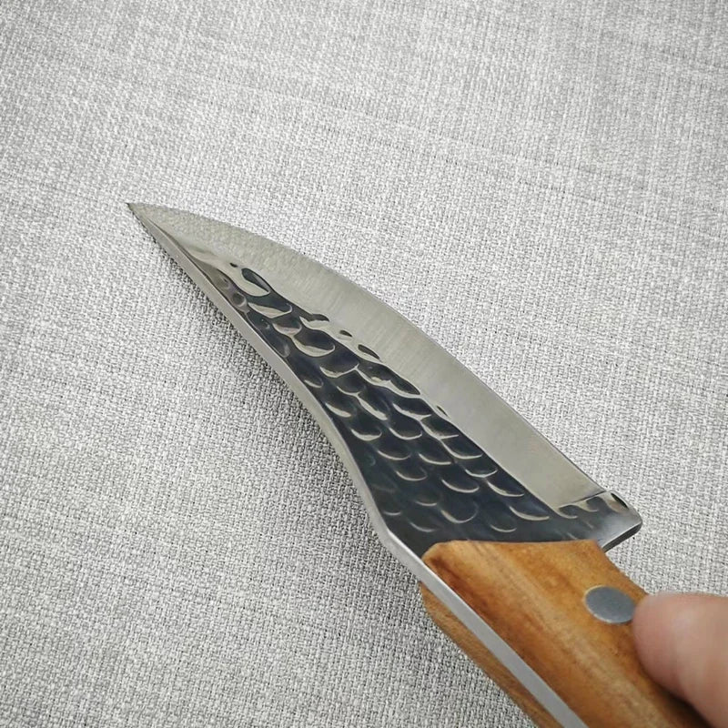 Cuchillo de Carnicero Forjado – Full Tang, Mango de Madera, Ideal para Carne y Pescado