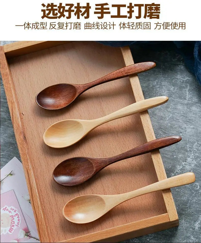 Wooden Spoon Wood Tableware Spoon Anti-Scald Tea Coffee Stirring Spoons Kitchen Cooking Utensil Tool Soup Teaspoon Cucharas 숟가락