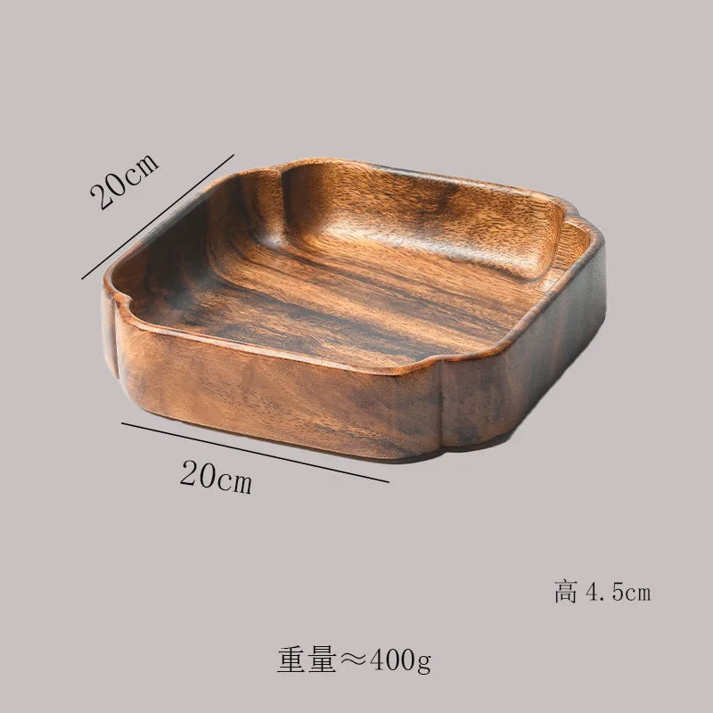 Acacia Wood Whole Wood Salad Bowl Dry Fruit Plate Fruit Snack Split Bowl Salad Boat Plate Walnut Fruit Plate Trays Decorative