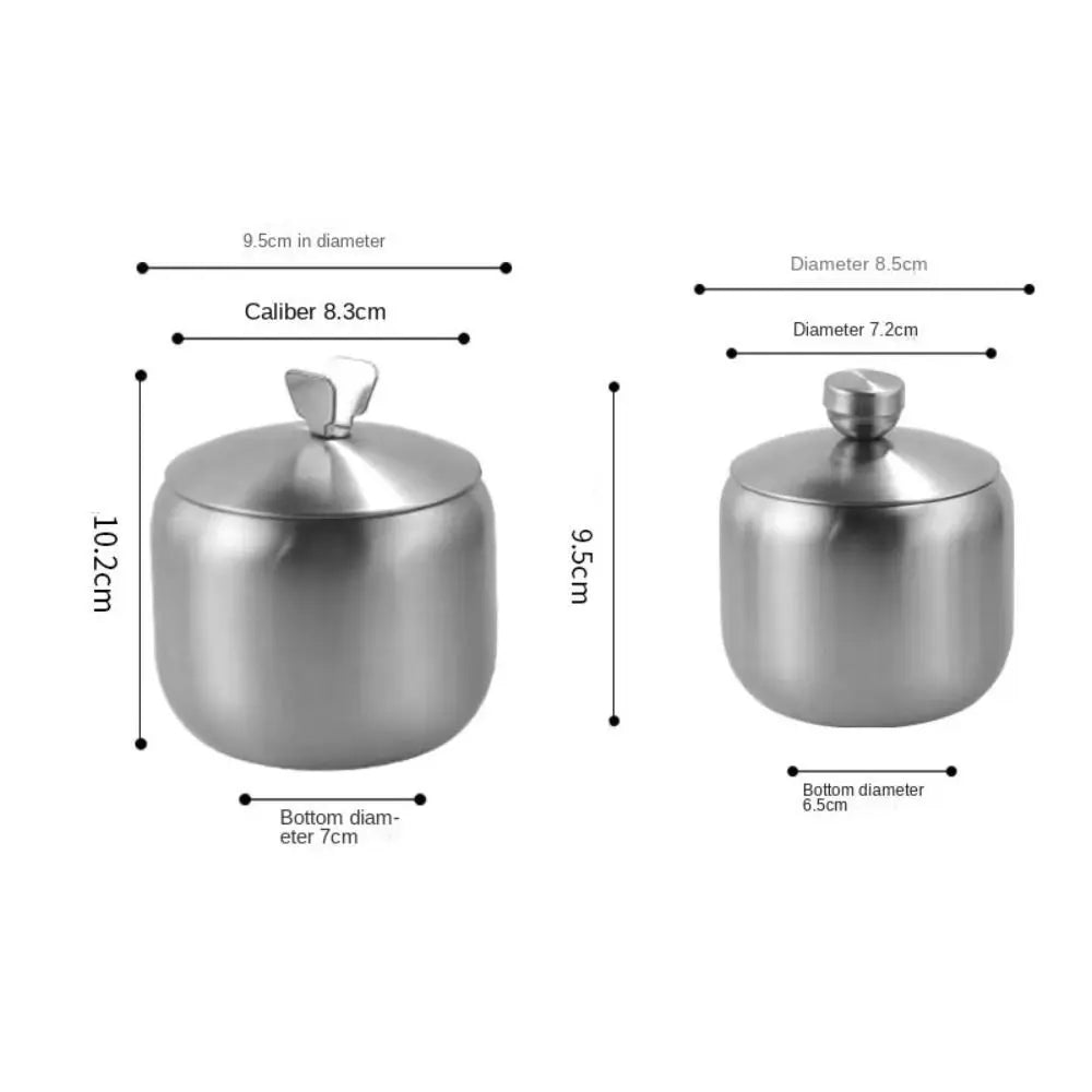 Stainless Steel Seasoning Jar for Spices Sugar Salt Pepper Condiment Shaker Can Bottle Storage Box with Lid Spoon Kitchen Gadget